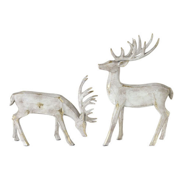 Light Gray Assorted Deer Figurine, Set of 2, image 1