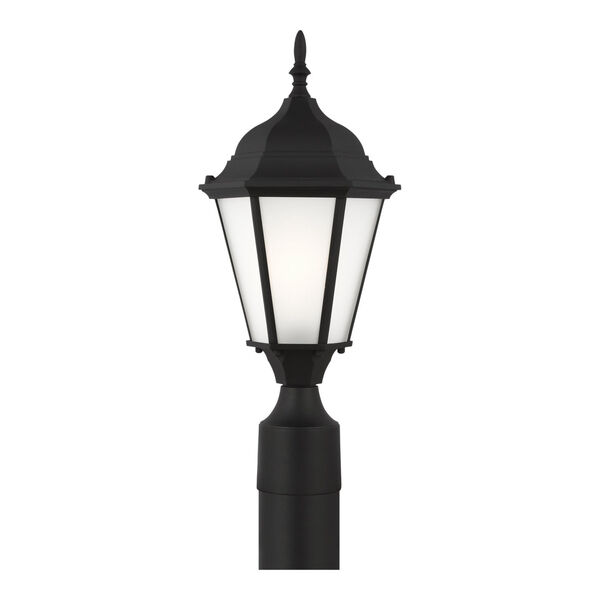 Bakersville Black One-Light Outdoor Post Mount with Satin Etched Shade, image 1