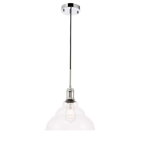 Gil Chrome 11-Inch One-Light Pendant with Clear Seeded Glass, image 1