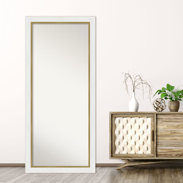 Eva White and Gold 29W X 65H-Inch Full Length Floor Leaner Mirror, image 5