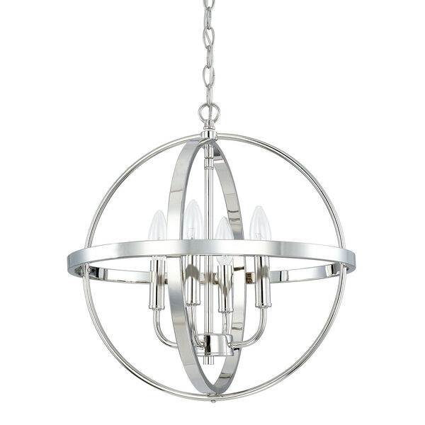 HomePlace Polished Nickel 17-Inch Four-Light Pendant, image 1