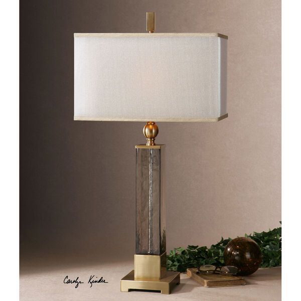 Caecilia Light Amber and Brushed Brass One-Light Table Lamp, image 2