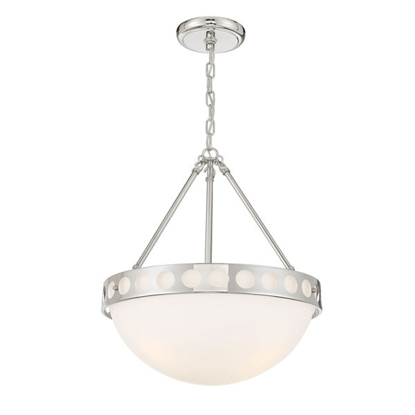 Kirby Polished Nickel and White 18-Inch Three-Light Pendant, image 1