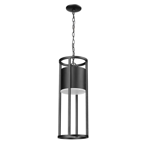 Luca Black LED Outdoor Chain Mount Ceiling Fixture with Etched Glass Shade, image 6