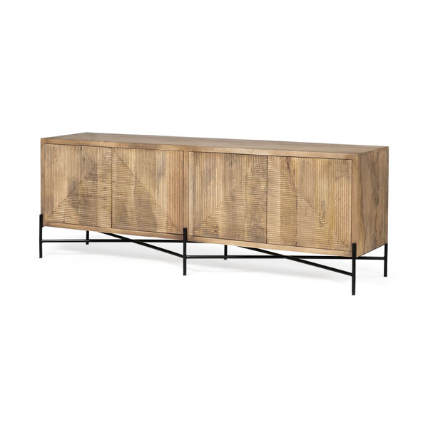 Cairo Brown and Black Solid Wood Four Door Sideboard, image 1