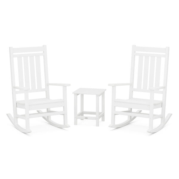 Estate White Outdoor Rocking Chair Set with Side Table, 3-Piece, image 1