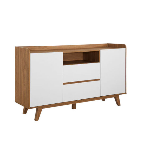 Saturday Solid White and English Oak Two Door Sideboard, image 1