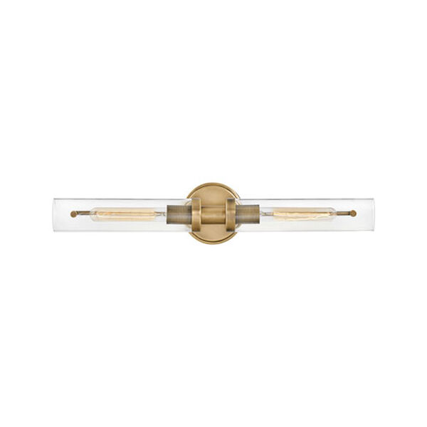 Vaughn Heritage Brass Two-Light Bath Bar With Clear Glass, image 3