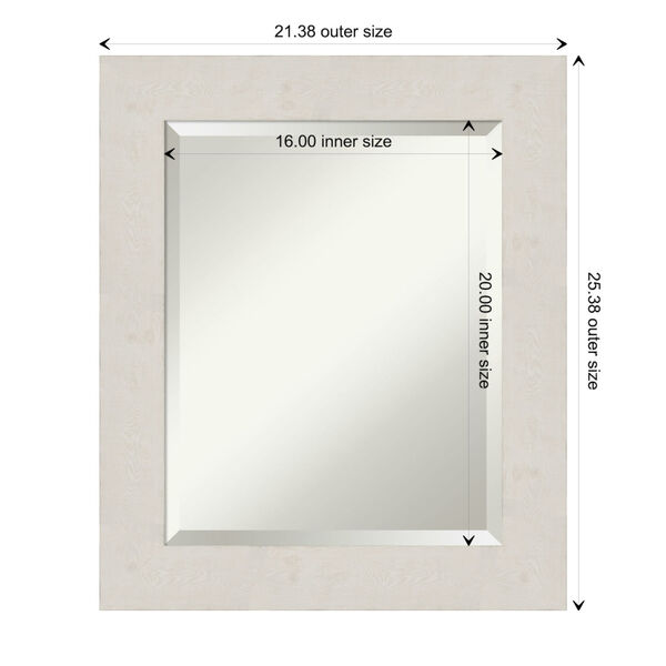 Rustic Plank White 21W X 25H-Inch Bathroom Vanity Wall Mirror, image 6