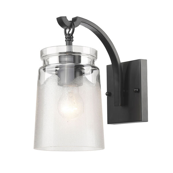 Travers Black Wall Sconce with Clear Frosted Glass, image 2