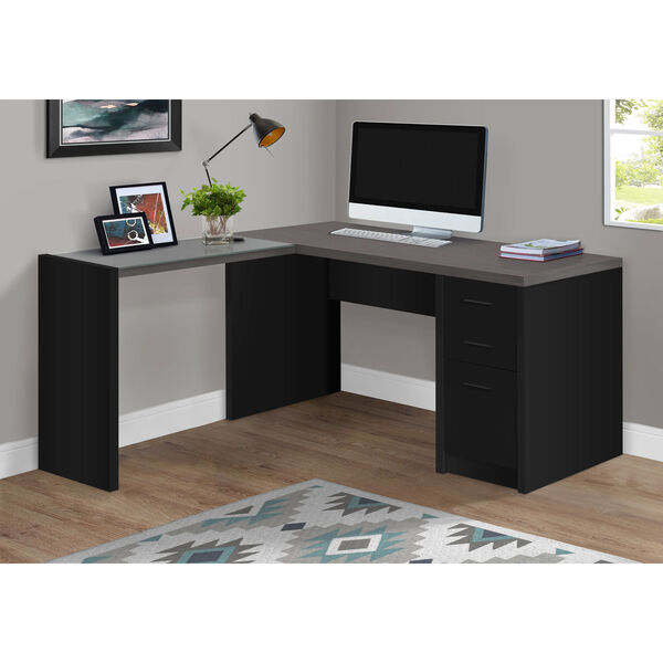 Black and Gray 55-Inch Computer Desk, image 2