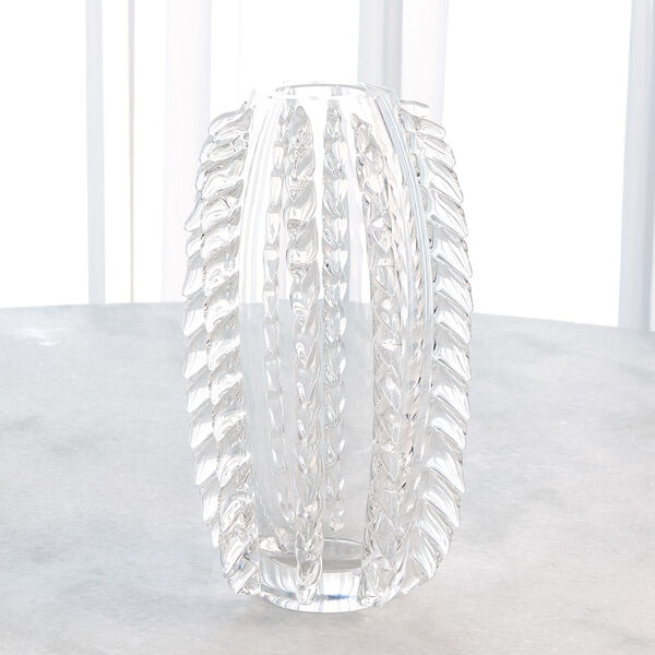 Clear Polish Art Glass Fringe Vase, image 1