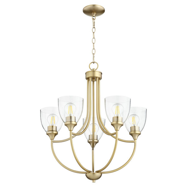 Enclave Aged Brass with Clear 24-Inch Five-Light Chandelier, image 1