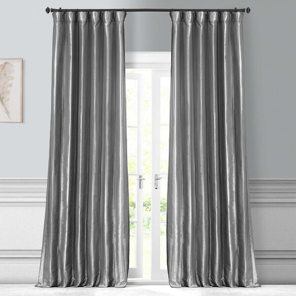 Platinum Faux Silk Taffeta Single Panel Curtain 50 x 108, image 1