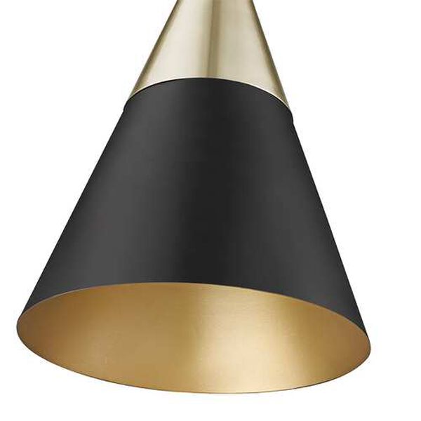 Annos Matte Black Modern Gold One-Light Pendant Light, image 3
