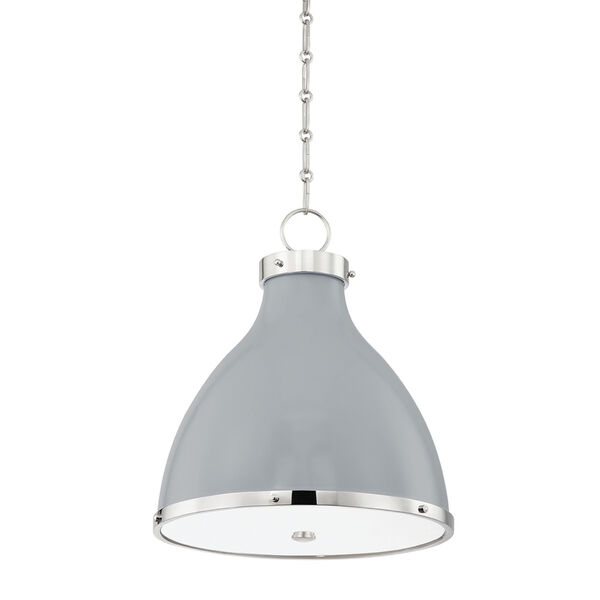 Painted No. 3 Polished Nickel and Parma Gray Combo Two-Light Pendant, image 1
