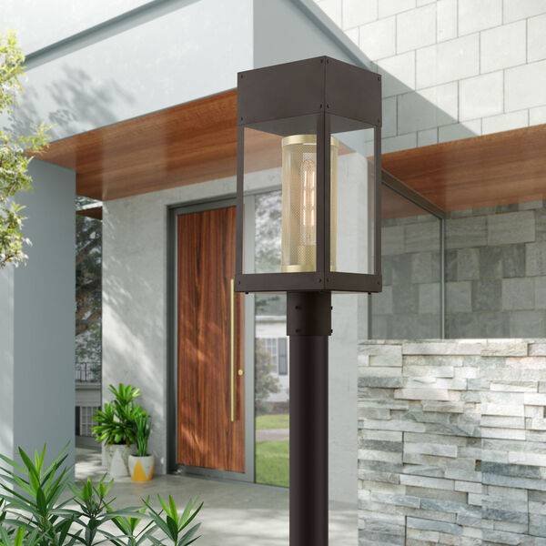 Franklin Bronze with Soft Gold One-Light Outdoor Lantern Post, image 2