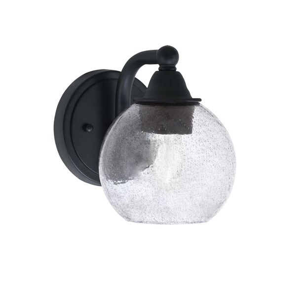 Paramount Matte Black One-Light Wall Sconce with Six-Inch Smoke Bubble Dome Glass, image 1