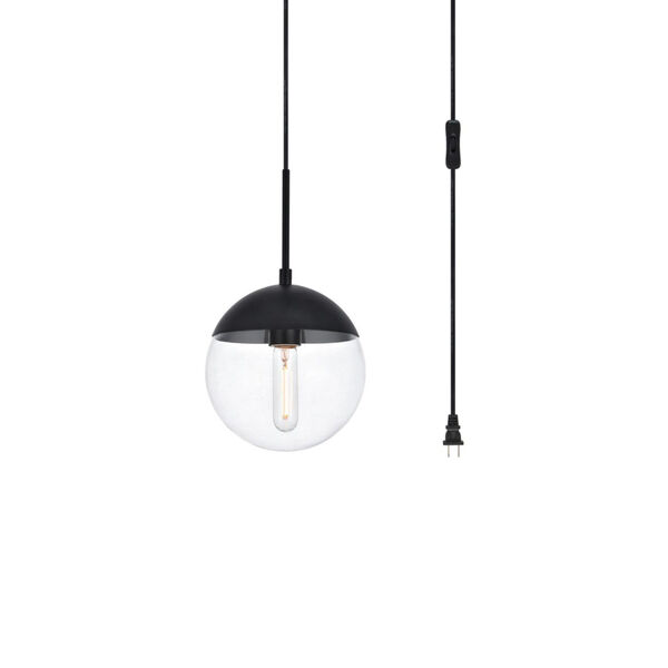 Eclipse Black and Clear Eight-Inch One-Light Plug-In Pendant, image 3