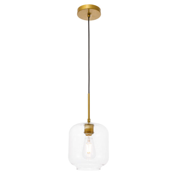 Collier Brass Seven-Inch One-Light Mini Pendant with Clear Glass, image 6