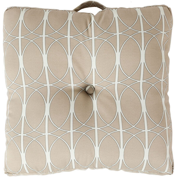 22-Inch Square Pewter, Olive Gray, and Papyrus Patterned Polyester Floor Cushion, image 1