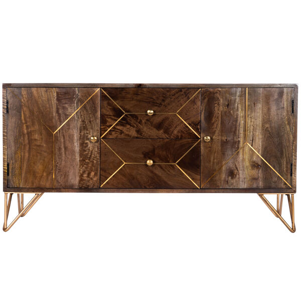 Alda 47-inch Wood and Brass Metal Inlay TV Stand, image 2