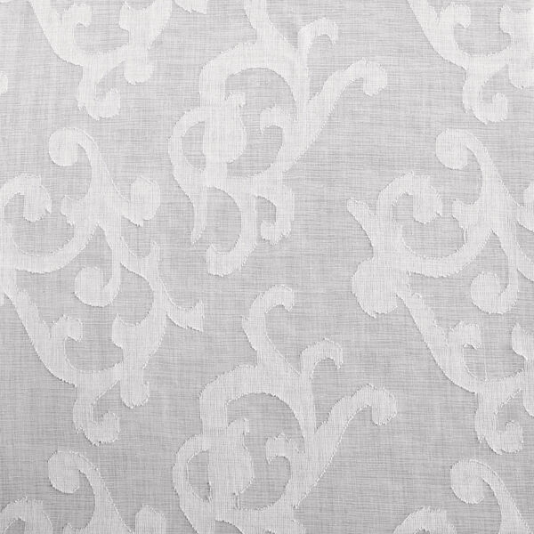 White Scroll Patterened Faux Linen - SAMPLE SWATCH ONLY, image 1