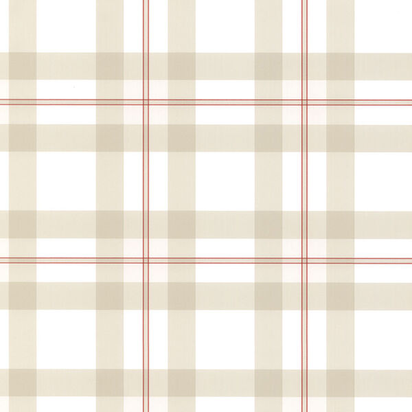 Bocconcini Red and Light Beige Plaid Wallpaper - SAMPLE SWATCH ONLY, image 1