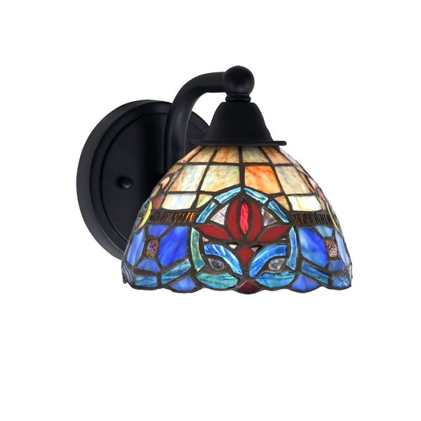 Paramount Matte Black One-Light Wall Sconce with Seven-Inch Sierra Art Glass, image 1