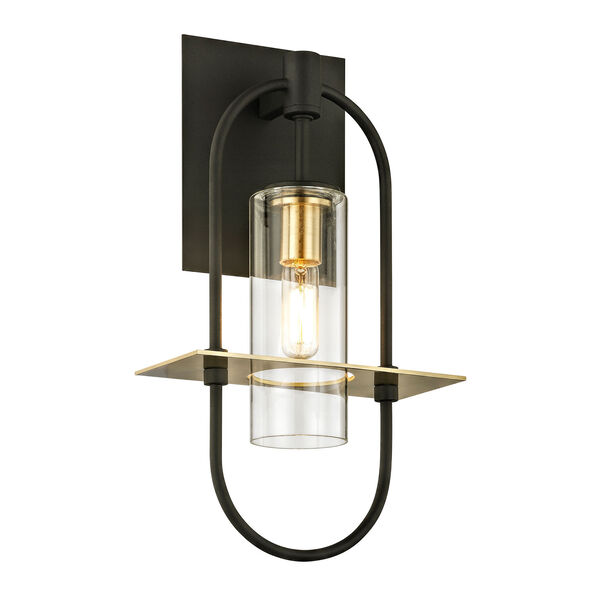 Smyth Dark Bronze Small One-Light Outdoor Wall Sconce with Clear Glass, image 1