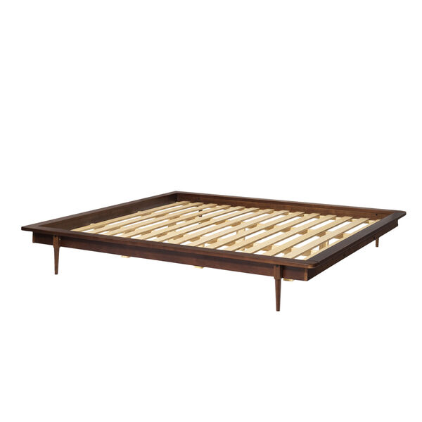 Walnut Wooden King Platform Bed, image 5