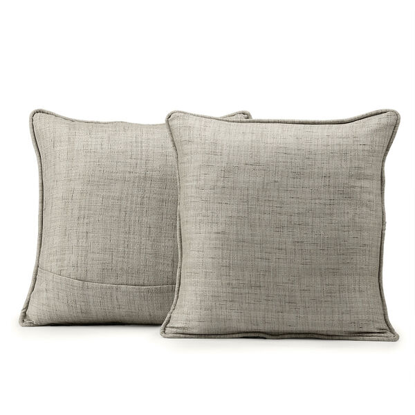 Designer Faux Raw Silk Sea Salt Gray 18 in W x 18 in H Pillow Cover, Set of 2, image 1