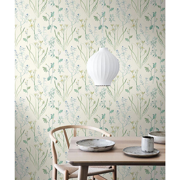 Norlander White and Off White Alpine Botanical Wallpaper - SAMPLE SWATCH ONLY, image 5