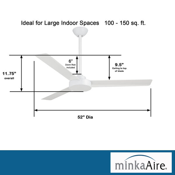 Roto Flat White 52-Inch Ceiling Fan, image 5