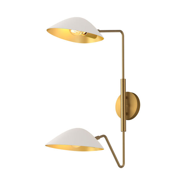 Oscar White and Aged Gold Two-Light Convertible Wall Sconce, image 2
