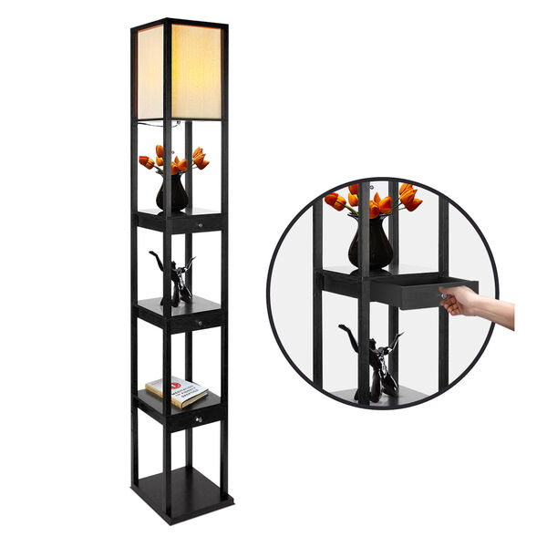 Maxwell Black LED Floor Lamp with Drawer, image 1