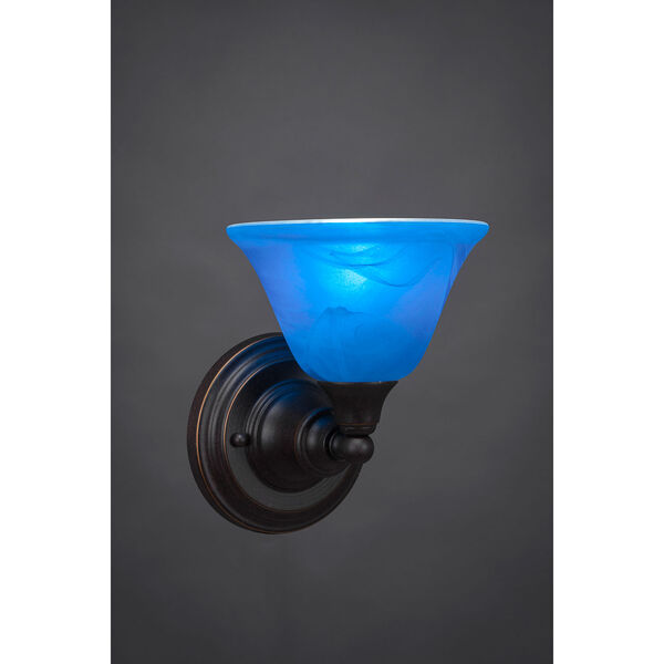 Dark Granite Wall Sconce with Blue Italian Crystal Glass, image 1