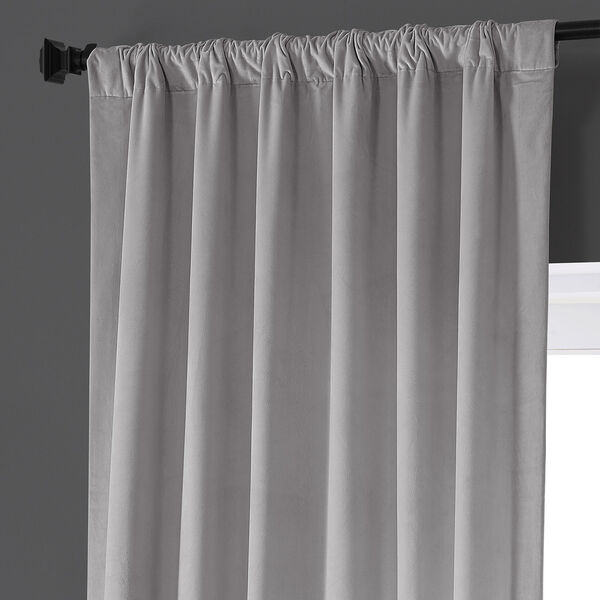 Cloud Grey Plush Velvet Curtain Single Panel, image 4