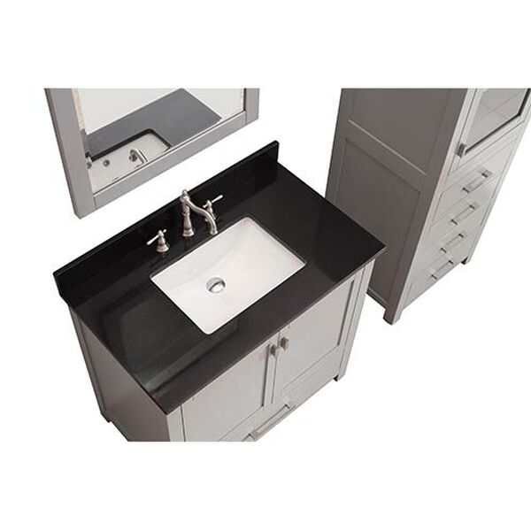 Modero Chilled Gray 36-Inch Vanity Combo with Black Granite Top, image 3