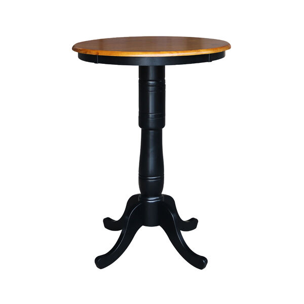 40.9-Inch Tall, 30-Inch Round Top Black and Cherry Pedestal Pub Table, image 1