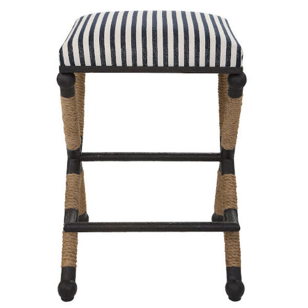Braddock Navy, Cream and Natural Backless Counter Stool, image 4
