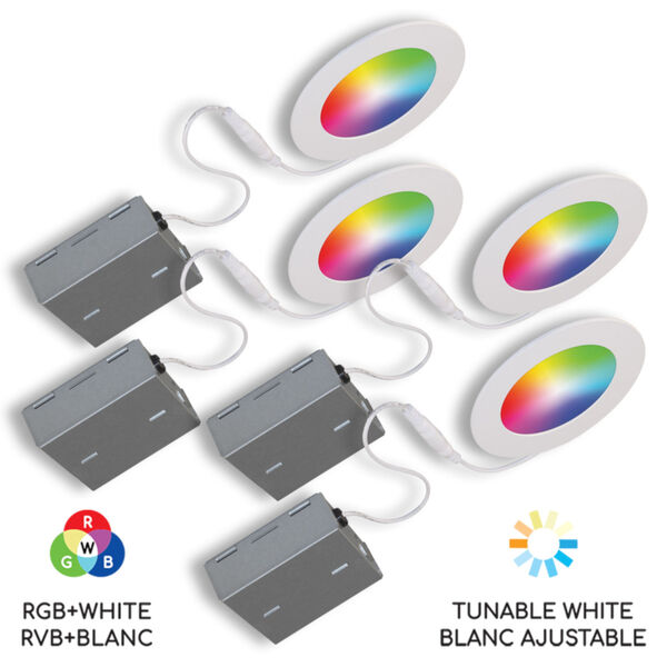 Matte White Wi-Fi RGB LED Recessed Fixture Kit, Pack of 4, image 1