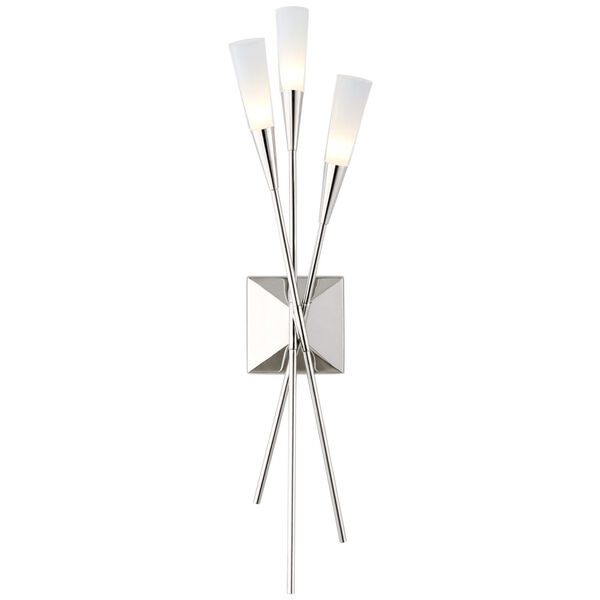 Stellar Triple Tail Sconce in Polished Nickel with Frosted Acrylic by Chapman  and  Myers, image 1