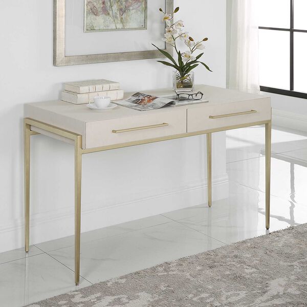 Jewel White and Gold Writing Desk, image 2