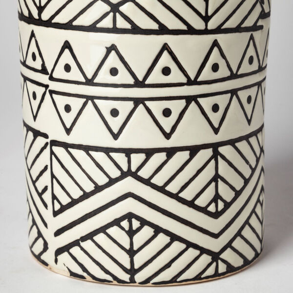 Uhura II Cream and Black Cylindrical Ceramic Vase, image 4
