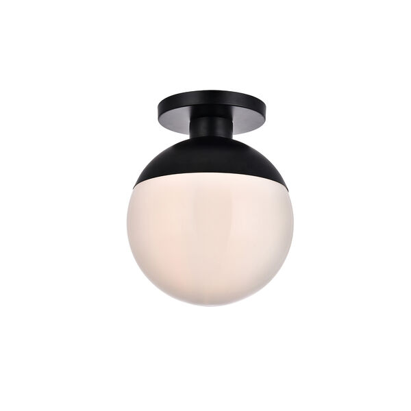 Eclipse Black and Frosted White 12-Inch One-Light Semi-Flush Mount, image 3
