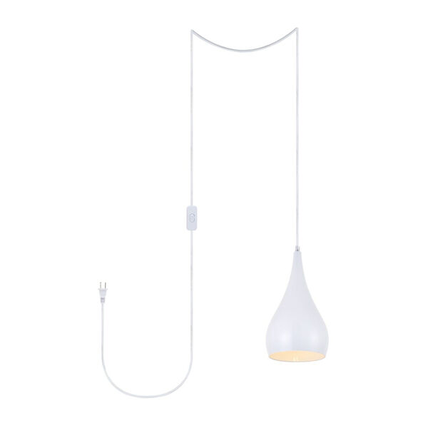 Nora White Six-Inch One-Light Plug-In Pendant, image 1
