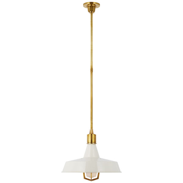 Fitz Large Pendant in Hand-Rubbed Antique Brass with White Shade by Thomas O'Brien, image 1