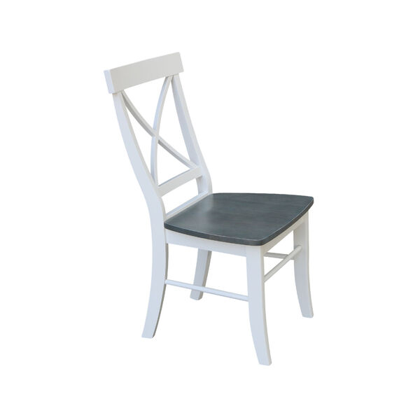 White and Heather Gray X-Back Chair with Solid Wood Seat, image 3