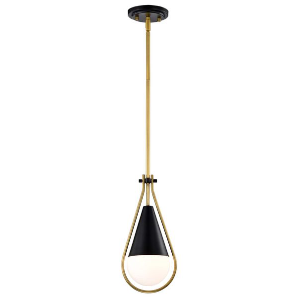Admiral Matte Black One-Light Pendant with White Opal Glass, image 2